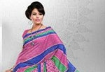 Georgette sari shown draped on a model