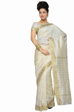 Art silk sari shown draped on a model