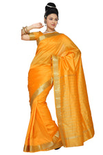 Art silk sari shown draped on a model