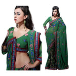 Georgette sari shown draped on a model