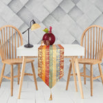 Art silk table runner running down a dining table
