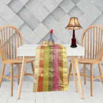 Art silk table runner running down a dining table