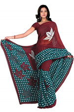 Georgette sari shown draped on a model