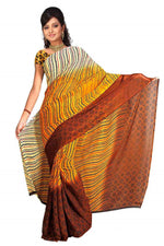 Georgette sari shown draped on a model