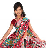 Georgette sari shown draped on a model