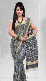 Georgette sari shown draped on a model