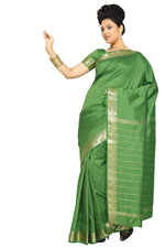 Art silk sari shown draped on a model