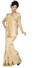 Art silk sari shown draped on a model