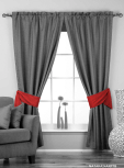 Sari curtain tiebacks holding a panel open