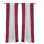 Maroon sheer tissue rod pocket curtains hung at a window
