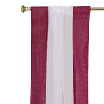 Maroon sheer tissue rod pocket curtains hung at a window