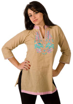Sari kurti tunic shown draped on a model