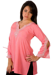 White poly crepe kurti tunic shown draped on a model