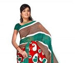 Georgette sari shown draped on a model