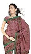 Georgette sari shown draped on a model