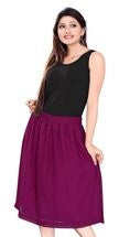 Violet georgette pleated skirt shown draped on a model