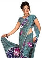 Georgette sari shown draped on a model