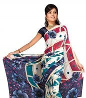 Georgette sari shown draped on a model