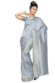 Art silk sari shown draped on a model