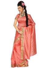 Art silk sari shown draped on a model