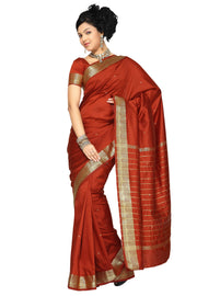 Art silk sari shown draped on a model