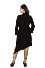 Black georgette kurti tunic shown draped on a model