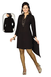 Black georgette kurti tunic shown draped on a model