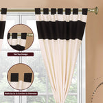 Cream raw silk curtain and cushion cover set shown together