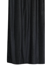 Burgundy velvet ring top curtains hung at a window