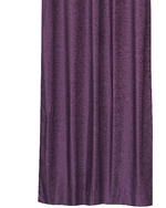 Purple velvet ring top curtains hung at a window