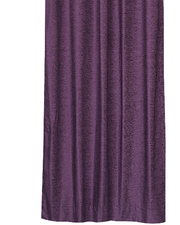 Purple velvet ring top curtains hung at a window