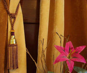 Sari curtain tiebacks holding a panel open