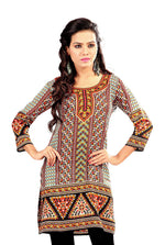 Sari kurti tunic shown draped on a model