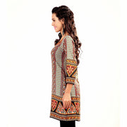 Sari kurti tunic shown draped on a model