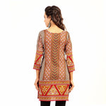 Sari kurti tunic shown draped on a model