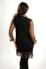 Black poly crepe kurti tunic shown draped on a model
