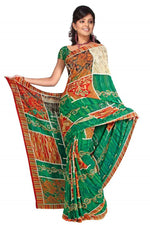 Georgette sari shown draped on a model