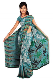 Georgette sari shown draped on a model