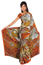 Georgette sari shown draped on a model