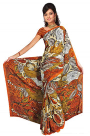 Georgette sari shown draped on a model