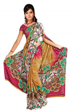 Georgette sari shown draped on a model