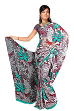 Georgette sari shown draped on a model