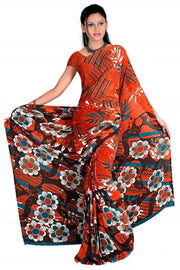 Georgette sari shown draped on a model