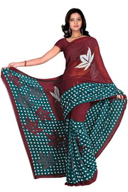 Georgette sari shown draped on a model