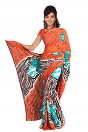 Georgette sari shown draped on a model