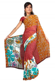 Georgette sari shown draped on a model