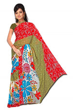 Georgette sari shown draped on a model