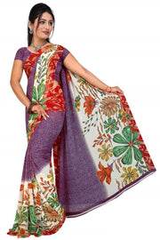 Georgette sari shown draped on a model