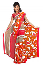 Georgette sari shown draped on a model