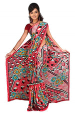 Georgette sari shown draped on a model